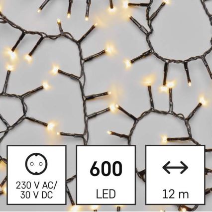 Catena luminosa LED per esterni, 600 LED, 17 m, IP44, bianco caldo