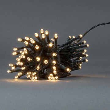 Catena luminosa LED per esterni, 96 LED, 7 funzioni, 3x AA, 7,7 m, IP44, bianco caldo