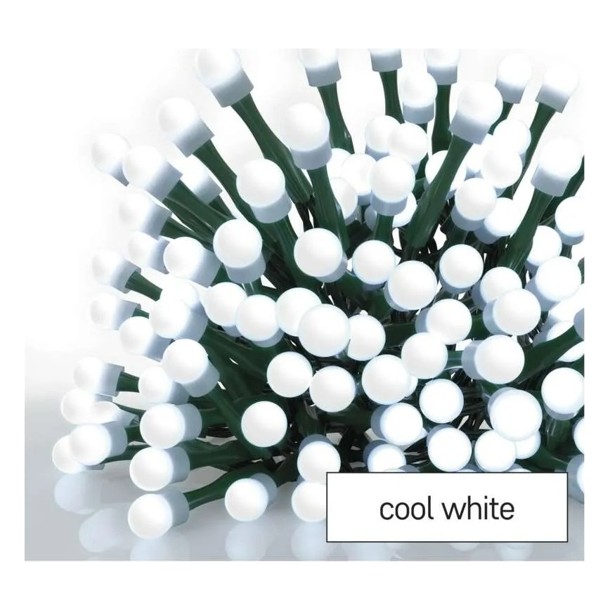 Catena luminosa natalizia a LED, 200 LED, 8 funzioni, 20 m, IP44, bianco freddo