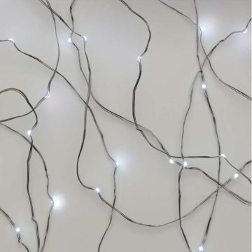 Catena luminosa natalizia da esterno, 100 LED / 15 m, IP44, bianco freddo