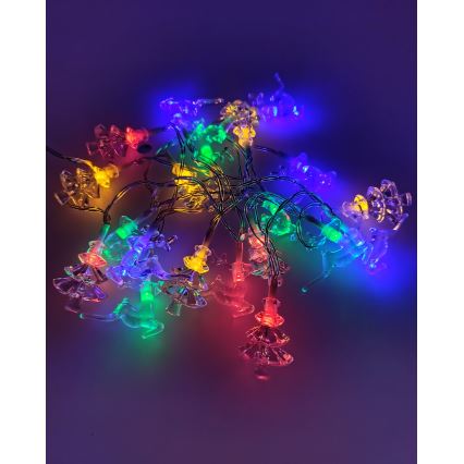 Catena luminosa natalizia da esterno LED 20xLED/2xAA, 2,2 m, IP44, multicolore, con alberelli e renne