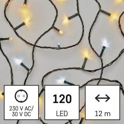Catena luminosa natalizia LED per esterni 120 LED / 2 funzioni, 17 m, IP44, bianco caldo/freddo