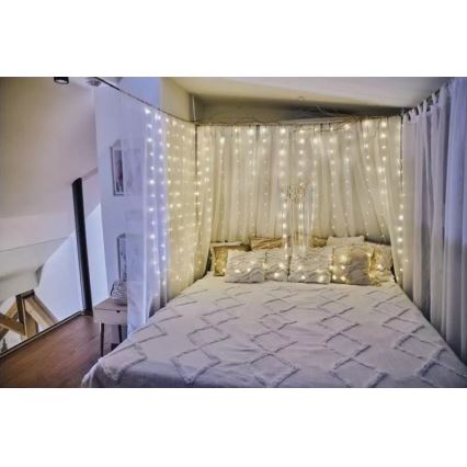 Catena luminosa natalizia LED per esterni 240 LED/8 funzioni 6,7 m IP44 bianco caldo