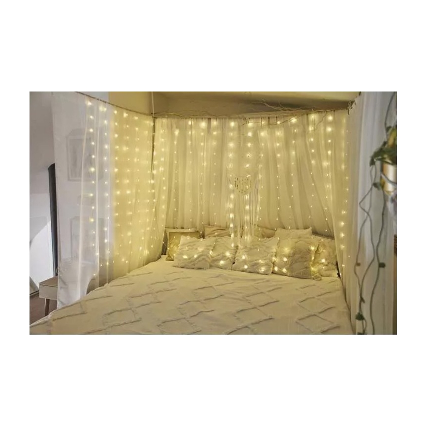 Catena luminosa natalizia LED per esterni 240 LED/8 funzioni 6,7 m IP44 bianco caldo