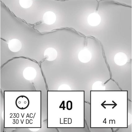 Catena luminosa natalizia per esterni 40xLED/9m IP44 bianco freddo