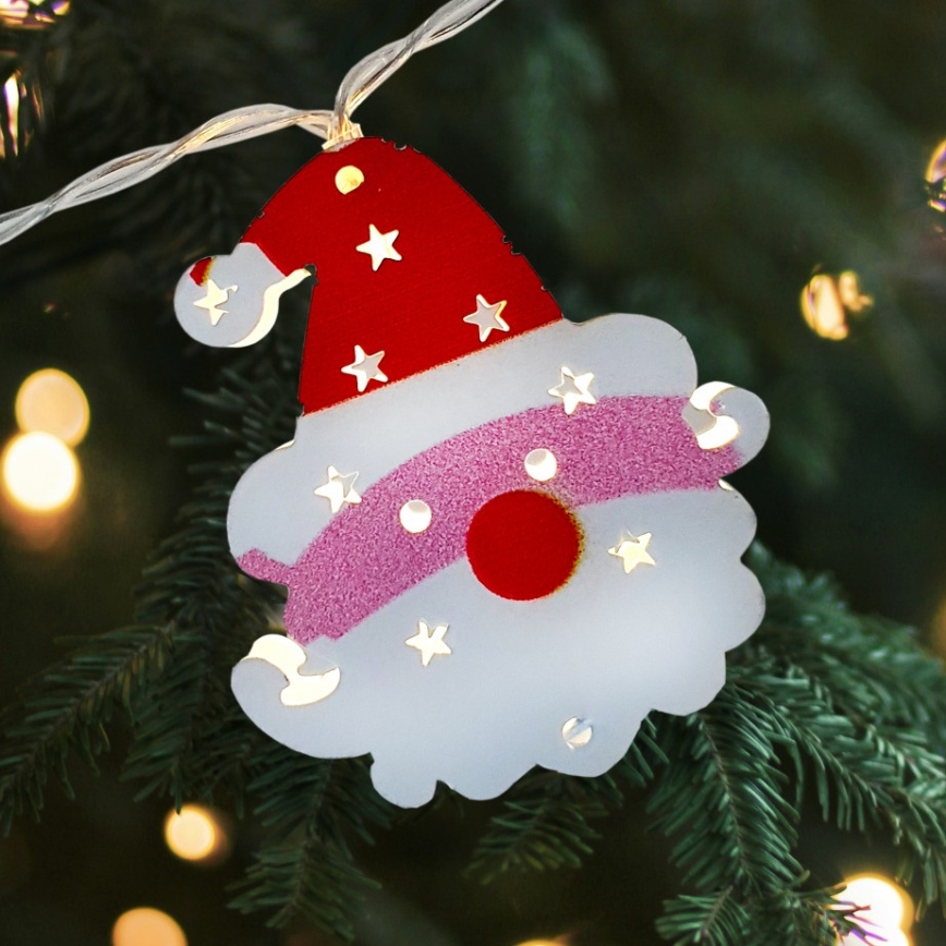 Catena luminosa natalizia per esterni a LED 10xLED/2xAA 1,65 m IP44 bianco caldo santa