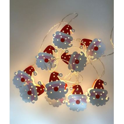 Catena luminosa natalizia per esterni a LED 10xLED/2xAA 1,65 m IP44 bianco caldo santa