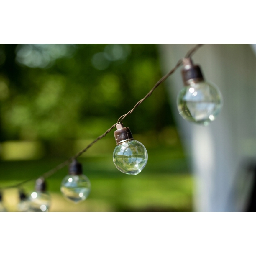 Catena luminosa solare a LED, 30 LED, 8 funzioni, 500 mAh, 10,6 m, IP67, bianco caldo