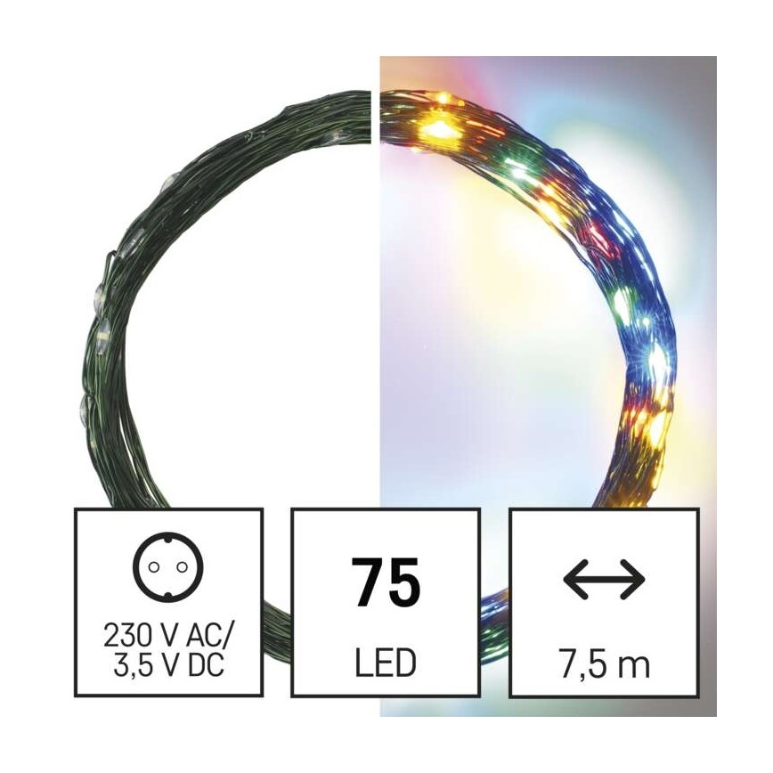 Catena natalizia LED da esterno 75xLED/12,5m IP44 multicolore