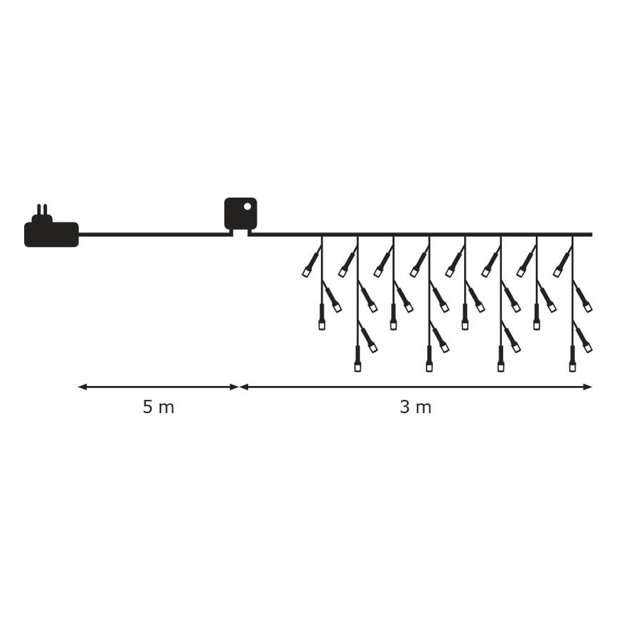 Catena natalizia LED da esterno CHAIN 180xLED/8 funzioni 8m IP44 bianco freddo