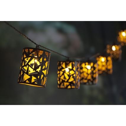 Catena solare LED 10xE12/3,65m IP44 bianco caldo
