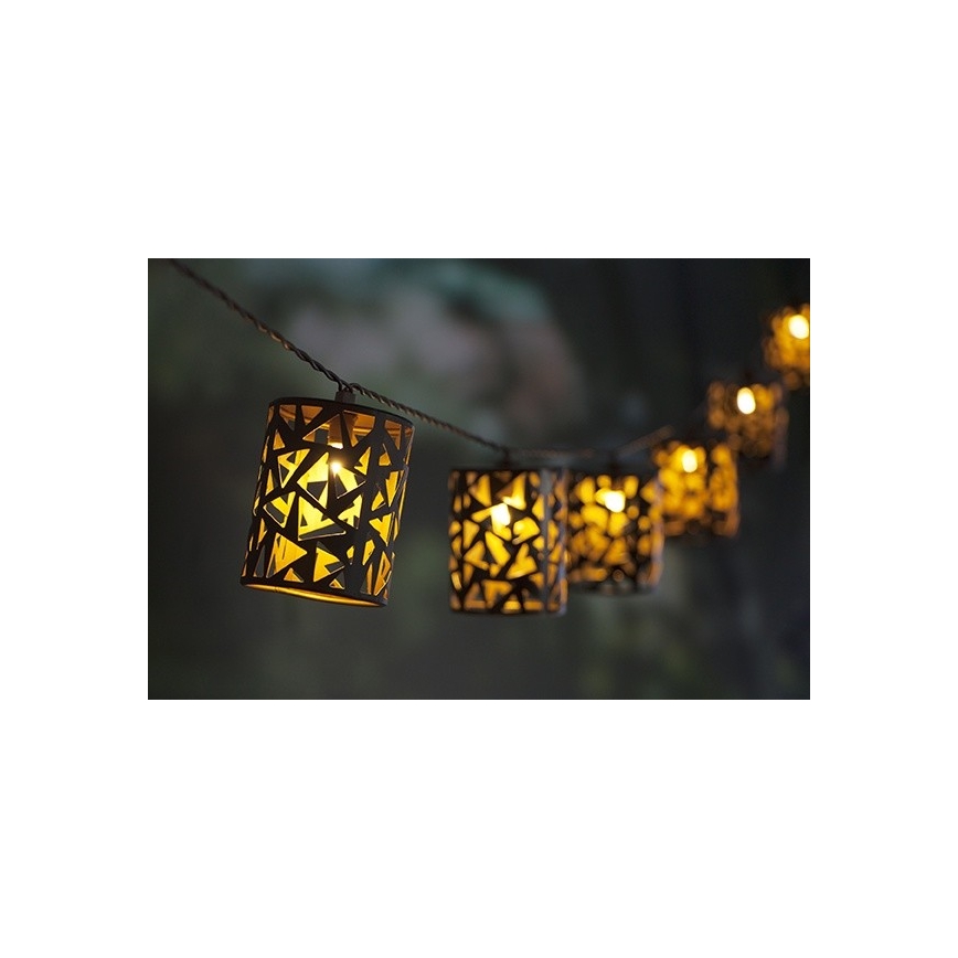 Catena solare LED 10xE12/3,65m IP44 bianco caldo