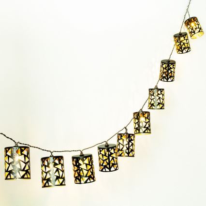 Catena solare LED 10xE12/3,65m IP44 bianco caldo