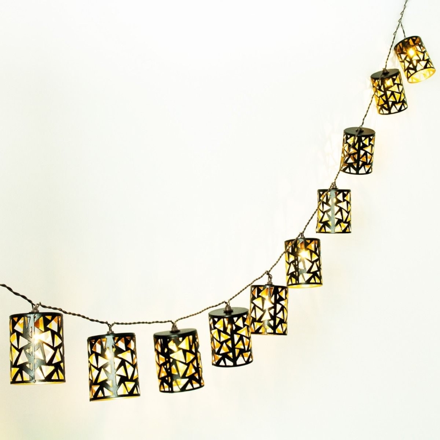 Catena solare LED 10xE12/3,65m IP44 bianco caldo