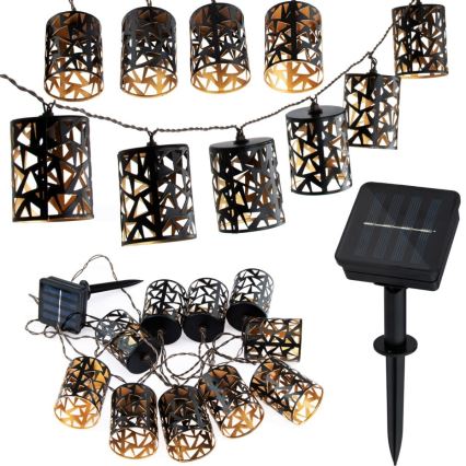 Catena solare LED 10xE12/3,65m IP44 bianco caldo