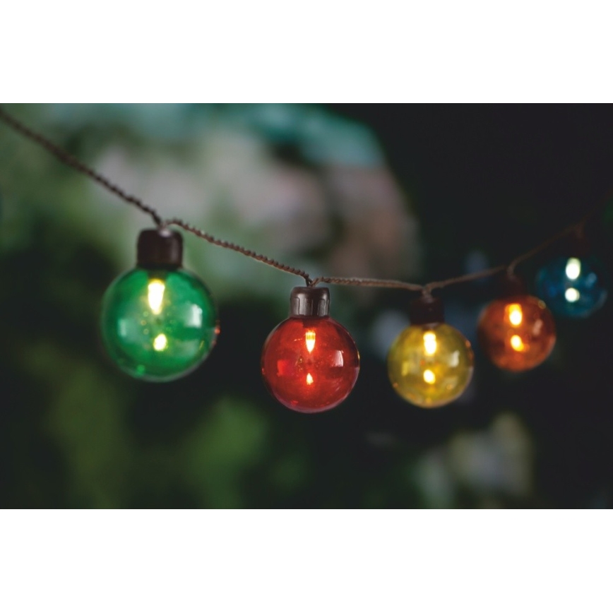 Catena solare LED 10xLED/3,65m IP44 multicolore