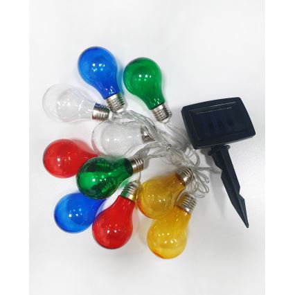 Catena luminosa solare LED da esterno 10xLED/1,2V 300 mAh 2,2 m IP44 multicolore