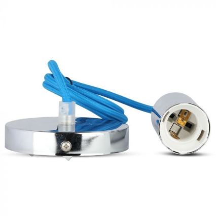 Cavo di alimentazione 1xE27/60W/230V blu/cromo lucido