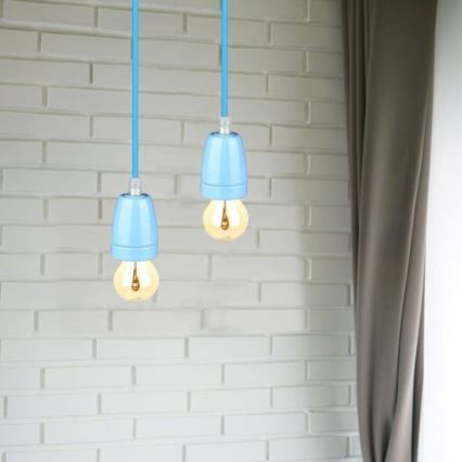 Cavo di alimentazione 1xE27/60W/230V blu/porcellana