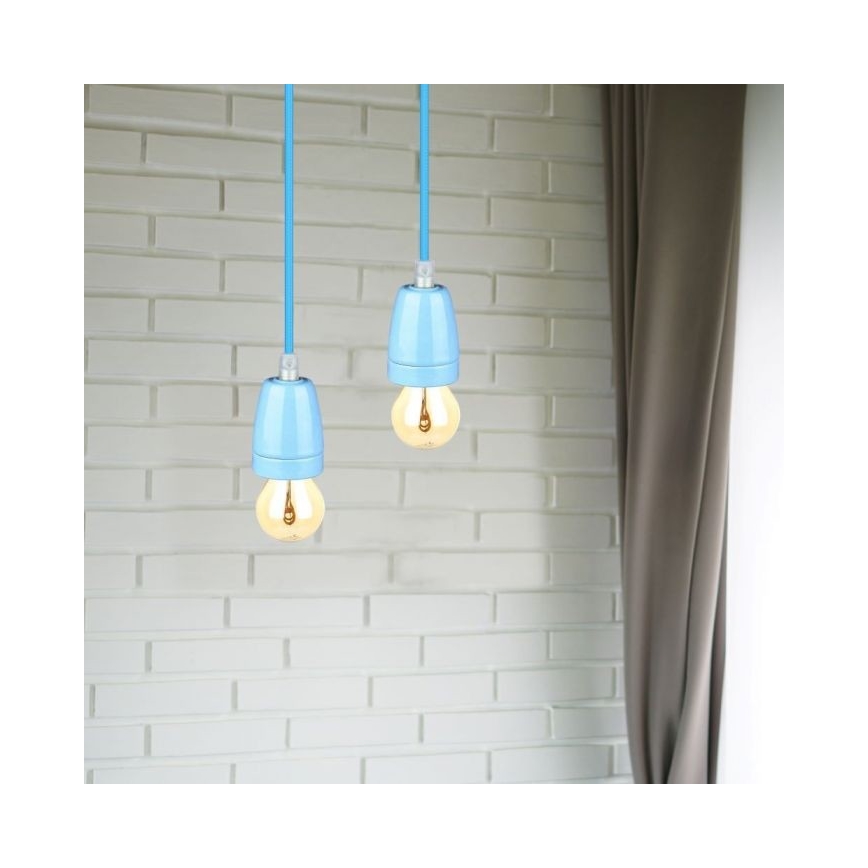 Cavo di alimentazione 1xE27/60W/230V blu/porcellana