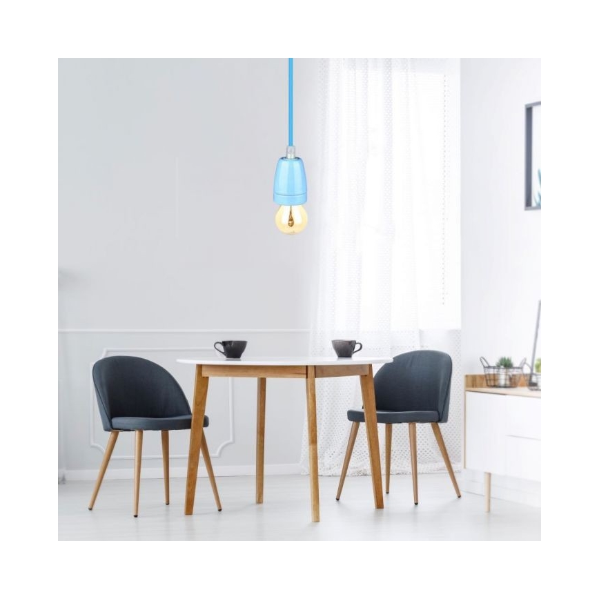 Cavo di alimentazione 1xE27/60W/230V blu/porcellana