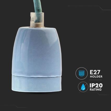 Cavo di alimentazione 1xE27/60W/230V blu/porcellana