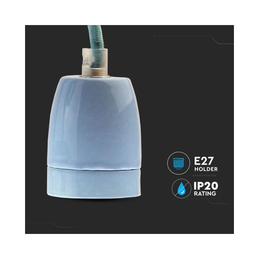 Cavo di alimentazione 1xE27/60W/230V blu/porcellana