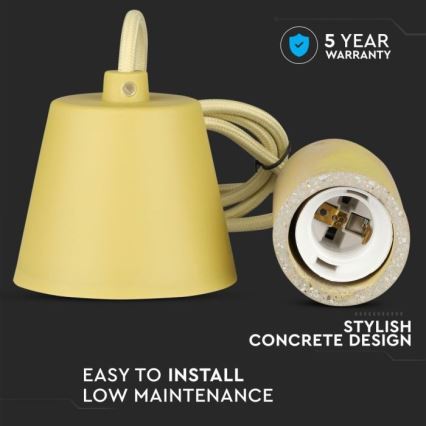 Cavo di alimentazione 1xE27/60W/230V calcestruzzo/giallo