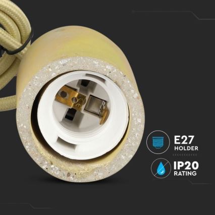 Cavo di alimentazione 1xE27/60W/230V calcestruzzo/giallo