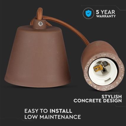 Cavo di alimentazione 1xE27/60W/230V calcestruzzo/marrone