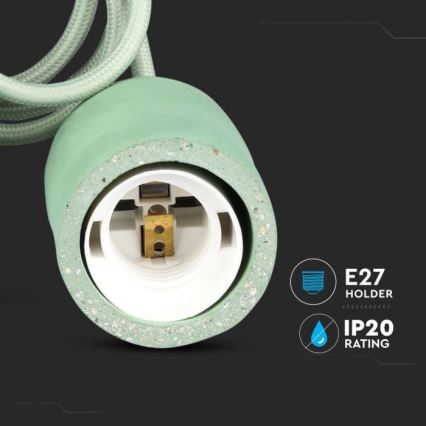 Cavo di alimentazione 1xE27/60W/230V calcestruzzo/verde