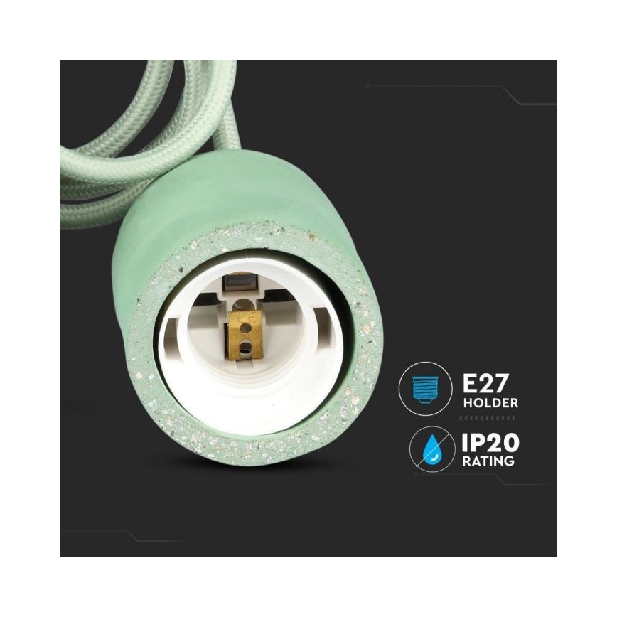 Cavo di alimentazione 1xE27/60W/230V calcestruzzo/verde