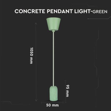 Cavo di alimentazione 1xE27/60W/230V calcestruzzo/verde