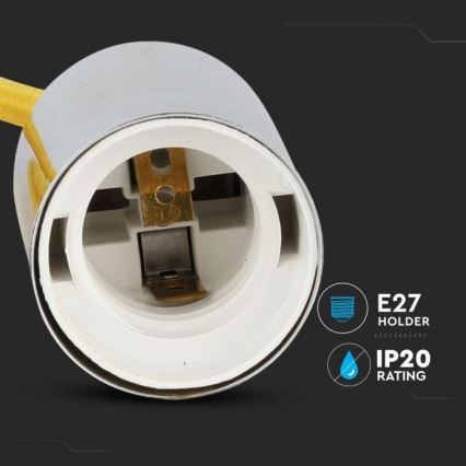Cavo di alimentazione 1xE27/60W/230V giallo/cromo lucido