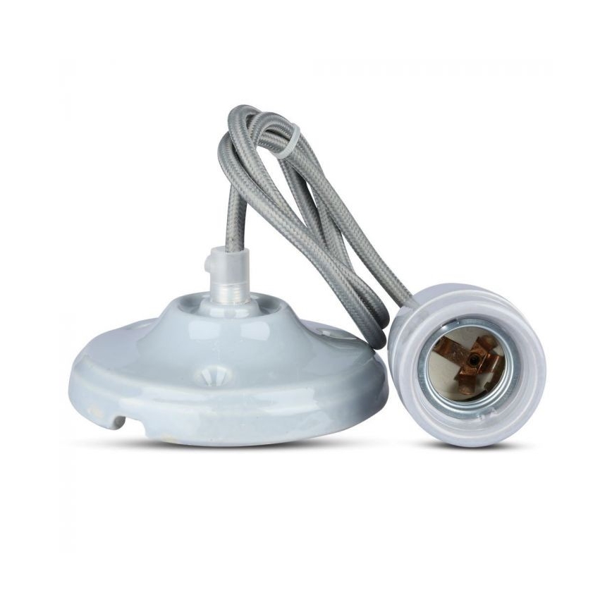 Cavo di alimentazione 1xE27/60W/230V grigio/porcellana