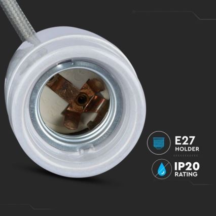 Cavo di alimentazione 1xE27/60W/230V grigio/porcellana