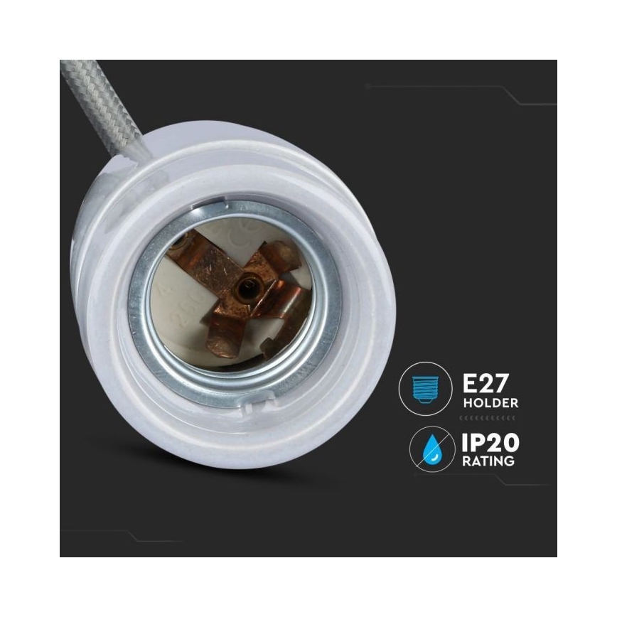 Cavo di alimentazione 1xE27/60W/230V grigio/porcellana