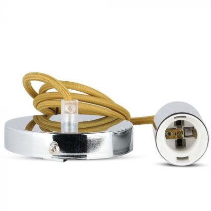 Cavo di alimentazione 1xE27/60W/230V marrone/cromo lucido