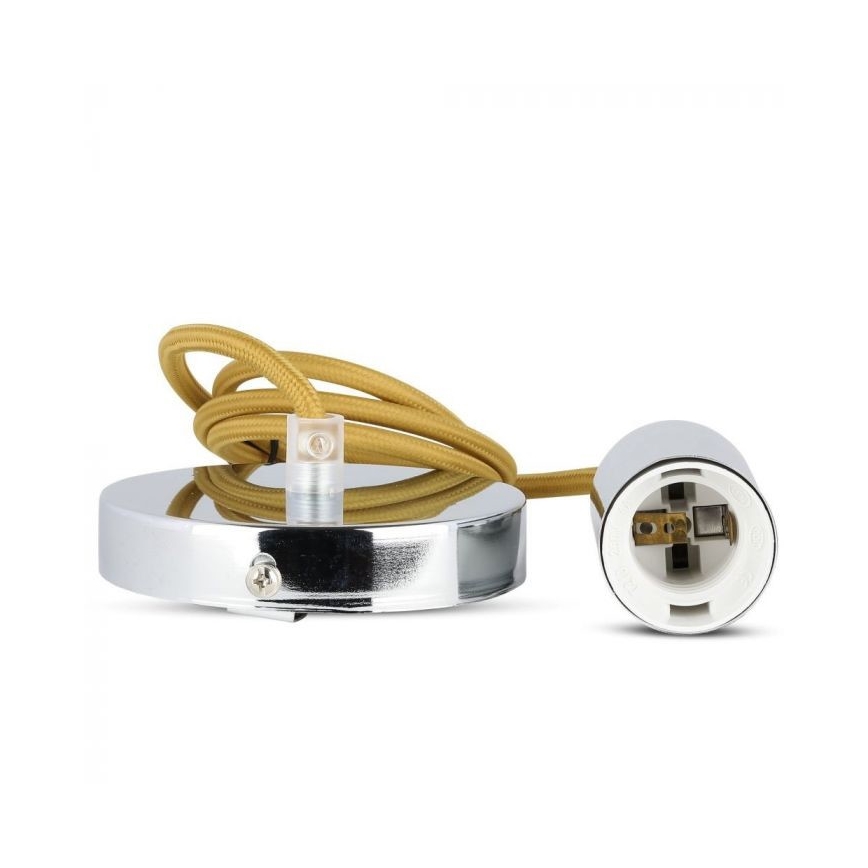 Cavo di alimentazione 1xE27/60W/230V marrone/cromo lucido
