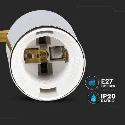 Cavo di alimentazione 1xE27/60W/230V marrone/cromo lucido