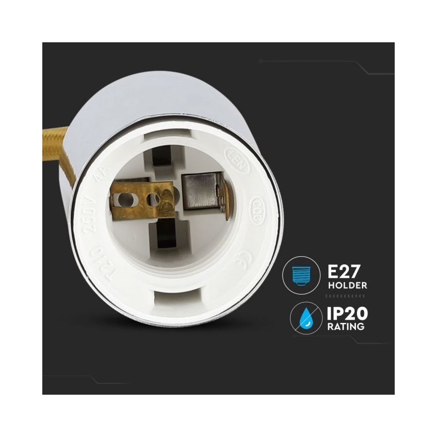 Cavo di alimentazione 1xE27/60W/230V marrone/cromo lucido