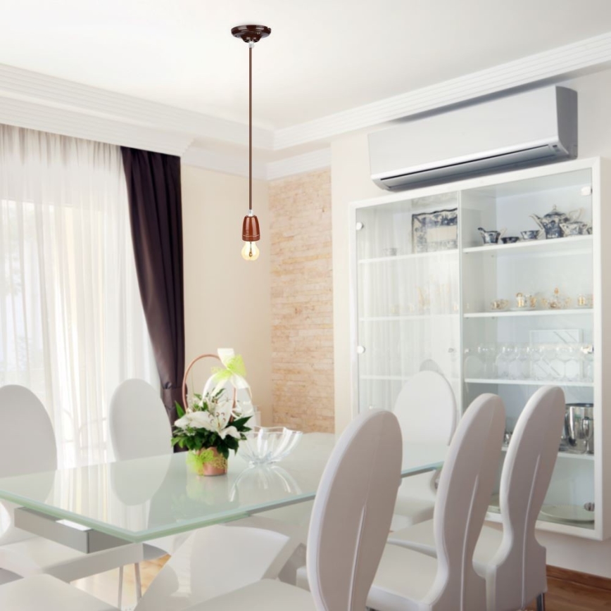 Cavo di alimentazione 1xE27/60W/230V marrone/porcellana