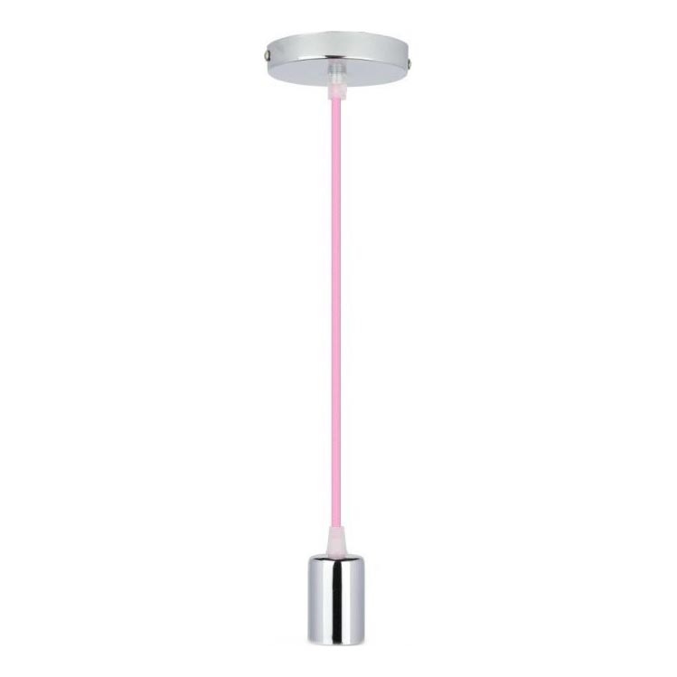 Cavo di alimentazione 1xE27/60W/230V rosa chiaro/cromo lucido