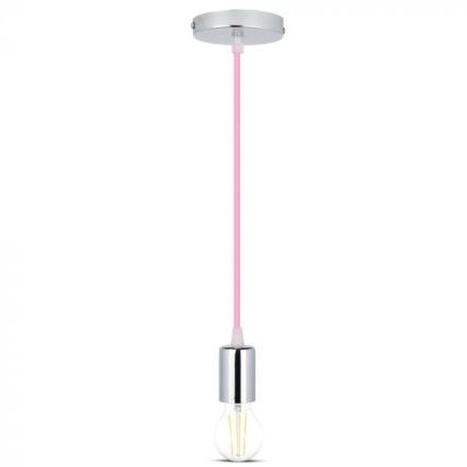 Cavo di alimentazione 1xE27/60W/230V rosa chiaro/cromo lucido