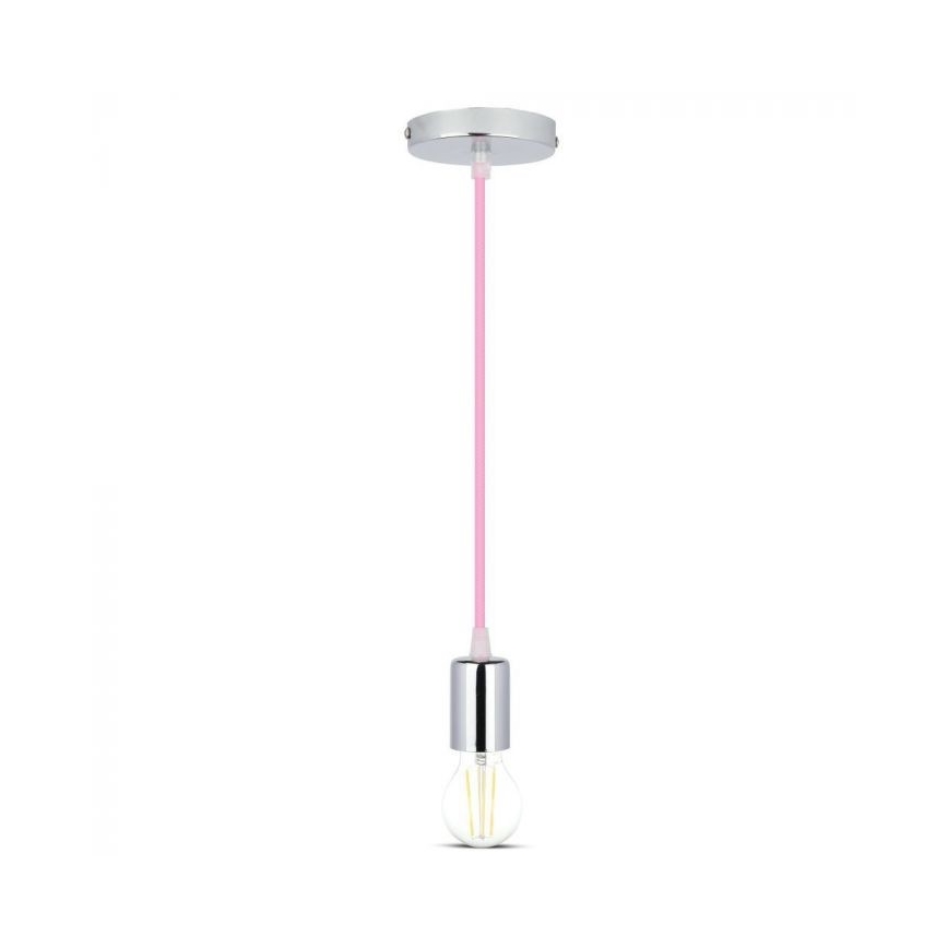 Cavo di alimentazione 1xE27/60W/230V rosa chiaro/cromo lucido
