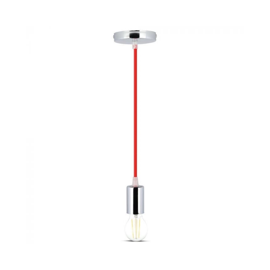 Cavo di alimentazione 1xE27/60W/230V rosso/cromo lucido