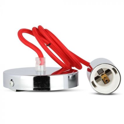 Cavo di alimentazione 1xE27/60W/230V rosso/cromo lucido