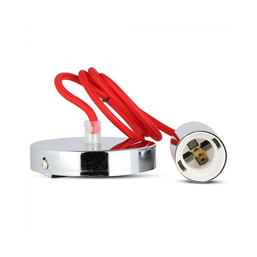 Cavo di alimentazione 1xE27/60W/230V rosso/cromo lucido