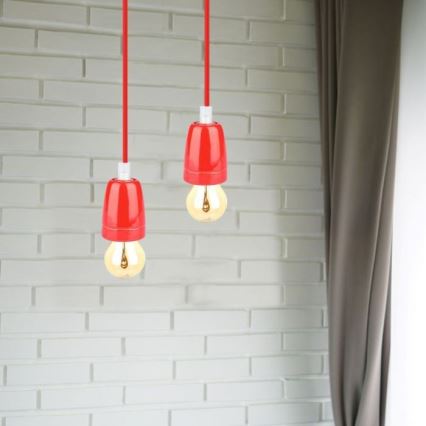 Cavo di alimentazione 1xE27/60W/230V rosso/porcellana