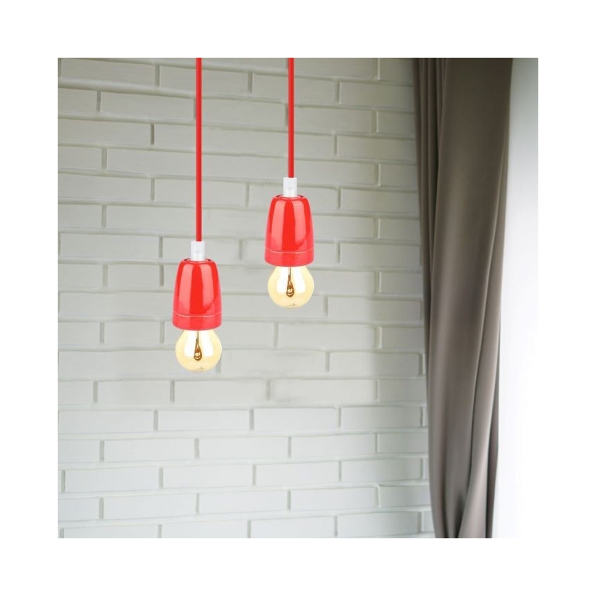 Cavo di alimentazione 1xE27/60W/230V rosso/porcellana